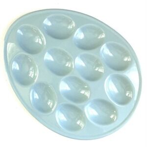 Vintage DEVILED EGG PLATE Robins Pastel Pale Blue ND Exclusive of China EASTER